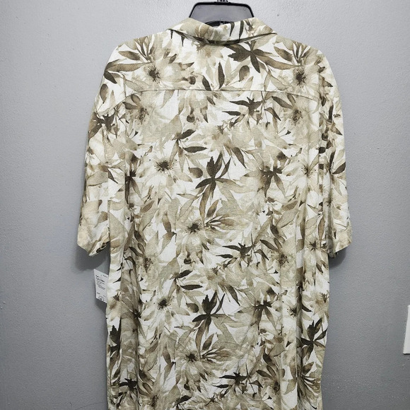 Sonoma men's button-down camp shirt size XXL cream and green Hawaiian - Picture 6 of 7